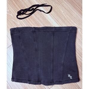 Hidden Cult Charcoal Gray Knit Corset Top Paneled Gothic Y2K Streetwear L